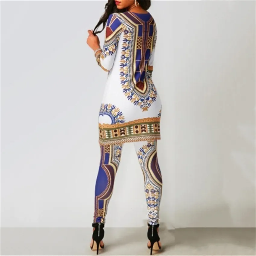 DRS Africano para Mulheres 2020 Notícias Top Pants Suit de Dashiki Prind Roupas Roupa Africaine Bazin Moda Roupas T2006302332325