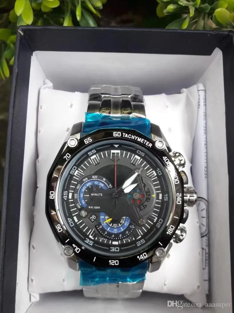 Ny EFR550 EF-550RBSP-1A EF 550RBSP 550 Sport Chronograph Mens Watch 125 Models tillgängliga Stopwatch Full Steel Watch306R