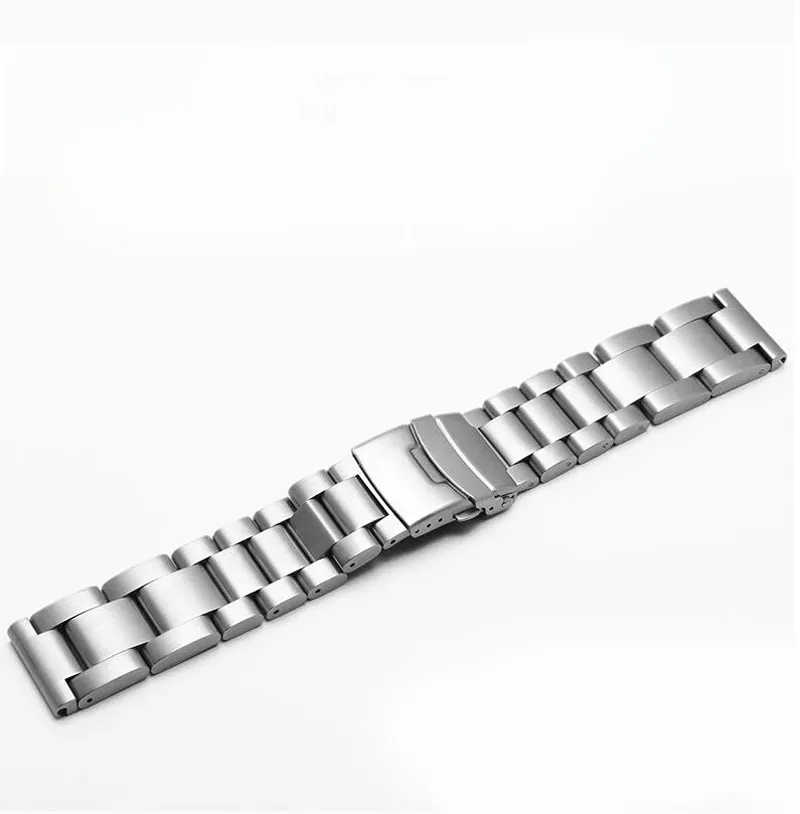 22 24 26mm Men Watch Band Men grossa Pure Solid Sollofless Aço escovado Band Strap Implantment Buckle Bracelets Tools288u