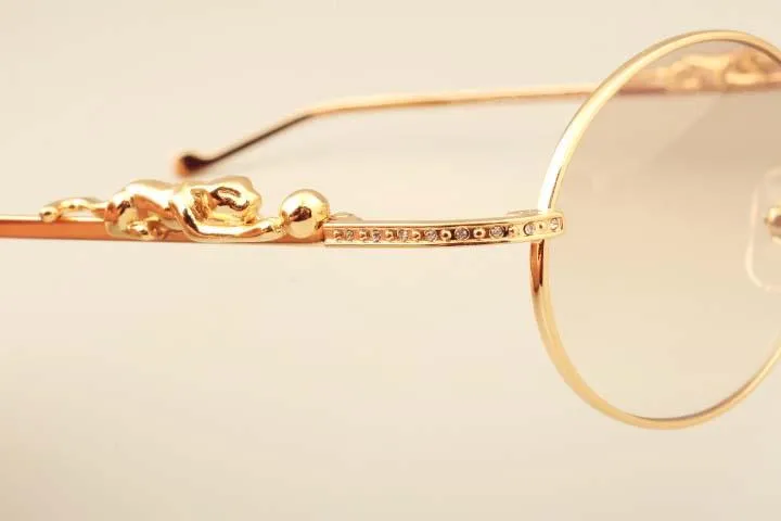 2019 nouvelles lunettes de soleil léopard doré 6384083 lunettes de soleil diamant de haute qualité rétro rond plein cadre taille 55 -22-135mm234M
