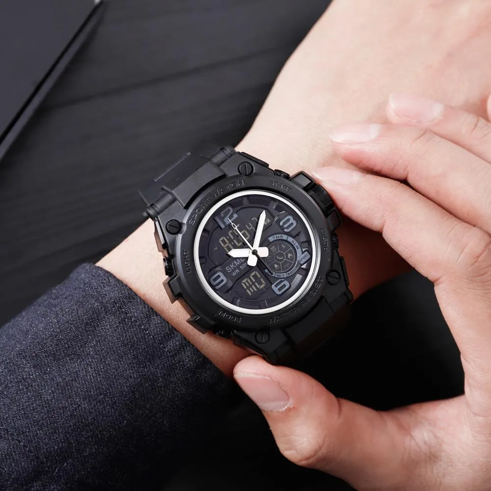 Skmei Smart Sport Watch Mężczyźni Bluetooth Multifunkcja Watchy cyfrowe 5Bar Waterproof Men Smart Dual Display Watch ELOJ 1517270B
