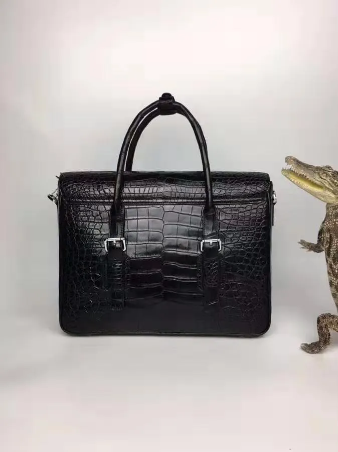 Качественная натуральная кожа крокодила, кожа живота, мужская деловая сумка-портфель, сумка для ноутбука с фурнитурой из нержавеющей стали273t