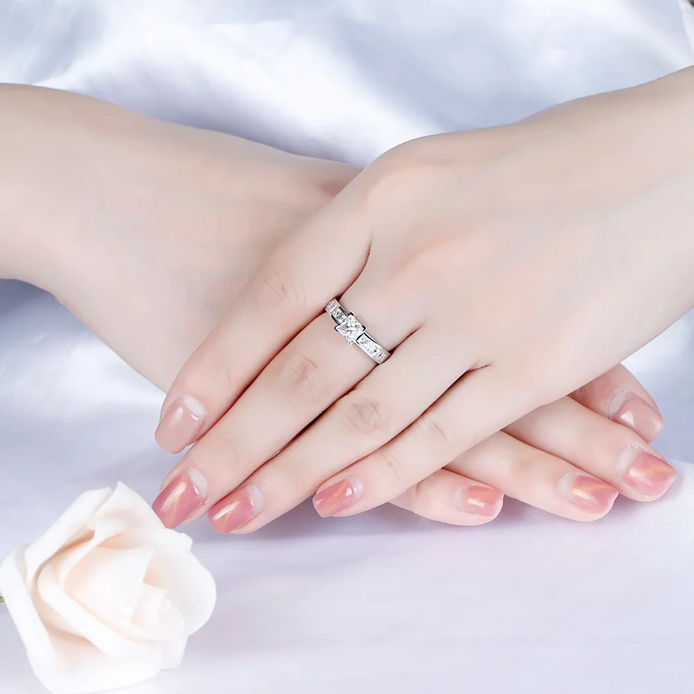 moissanite engagement ring princess cut moissanite (6)