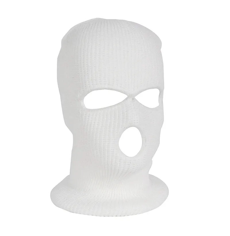 Maschera a copertura integrale Tre Passamontagna a 3 fori Cappello lavorato a maglia Inverno Stretch Maschera da neve Cappello a cuffia Nuovo Nero Maschere il viso calde328R