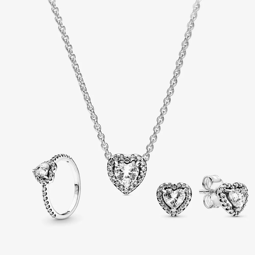 100 ٪ Jewelry 925 Sterling Silver Silver Netclace Necklace Ring أقراط مجموعات الإكسسوارات الزفاف لـ WO217W