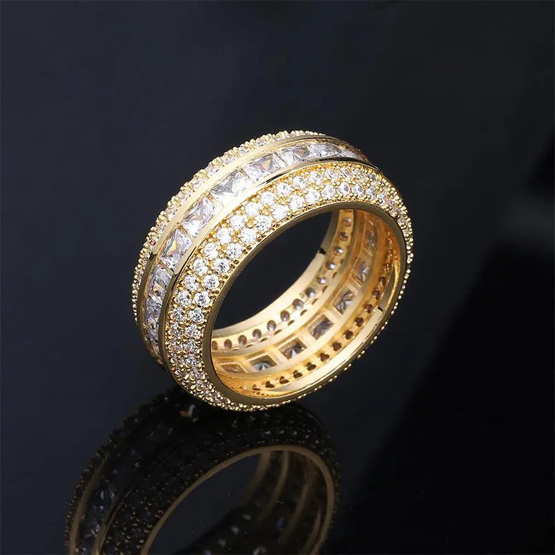 حلقات الهيب هوب الذهب مطلي بالرجل الذهبي الفضة اللون الزركونيا الزركونيا الهيب هوب رينج أزياء الأزياء المجوهرات 2739