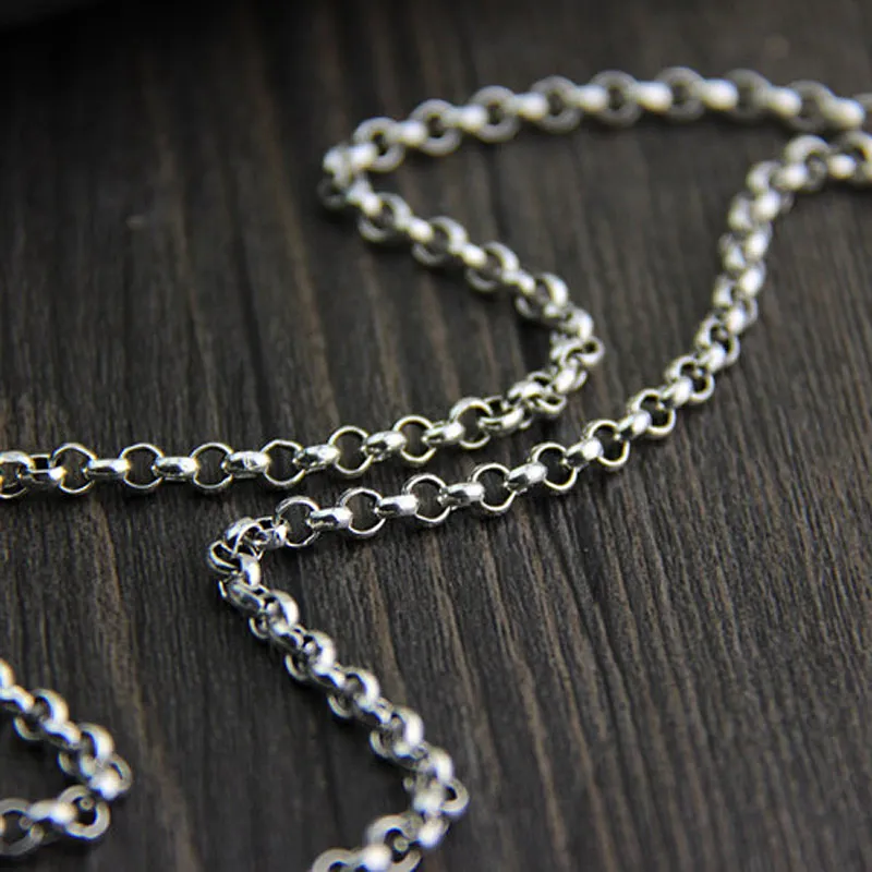 S925 Sterling Silver Chain Vintage Thai Silver Necklace O Circle Chains For Men Women Fine Jewelry 3 5mm 4mm 45cm-80cm281o