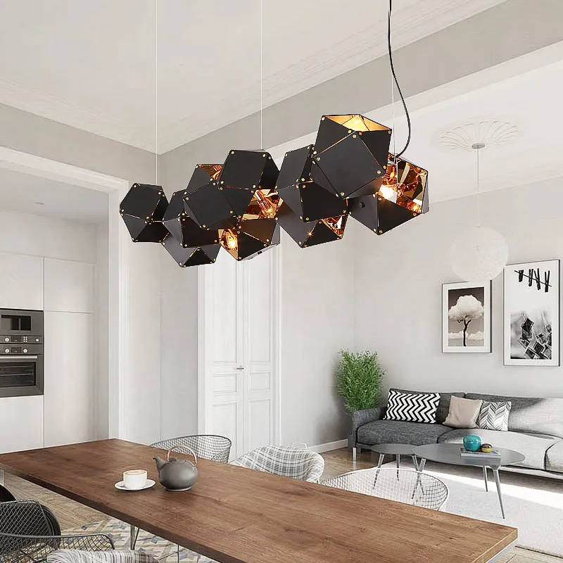 المعادن الحديثة الإبداعية ضوء قلادة لغرفة المعيشة غرفة الطعام تصميم دائري مصابيح شنق