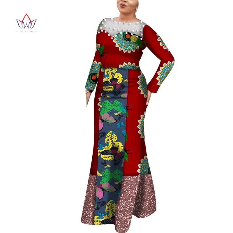 Moda Suknie Afryki Dla Kobiet New Arrival 2020 Lato Plus Rozmiar Długie Odzież Długie Afryki Vestido Pearl Dresses dla Lady Wy6995