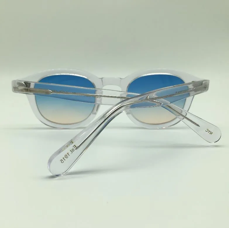 Whole-SPEIKE Customized New Fashion Lemtosh Johnny Depp style sunglasses Vintage round sun glasses Blue-brown lenses sunglasse312d