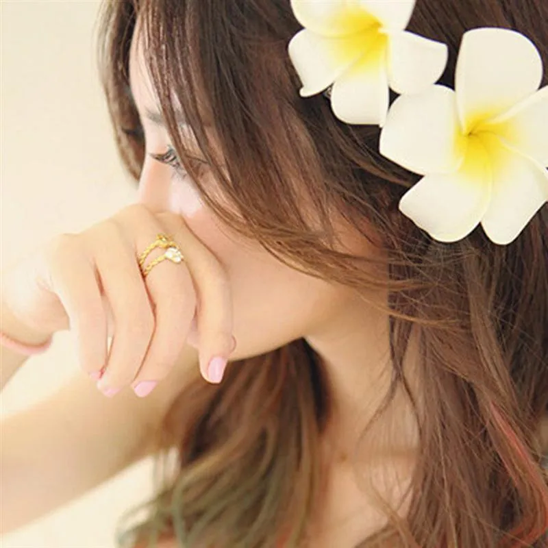 24 stcs 2 4 inch Hawaiiaanse plumeria bloem haar clip schuim haaraccessoire voor strandfeest bruiloft evenement decoratie accessoires 12 col229q