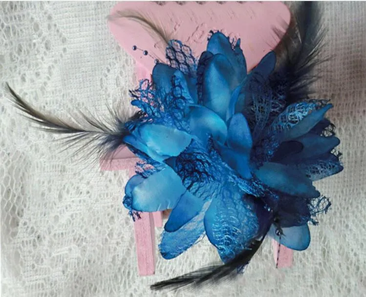 Bloem Feather Bead Corsage Hair Clips Fascinator Bridal Hairband Party GB623250L
