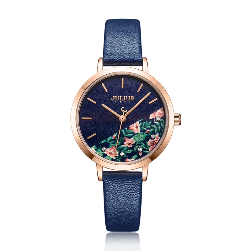 2022Julius horloge groen fris meisje mode horloge bloem ontwerp delicaat cadeau horloge klok voor GF met geschenkdoos verpakking JA-1089316K