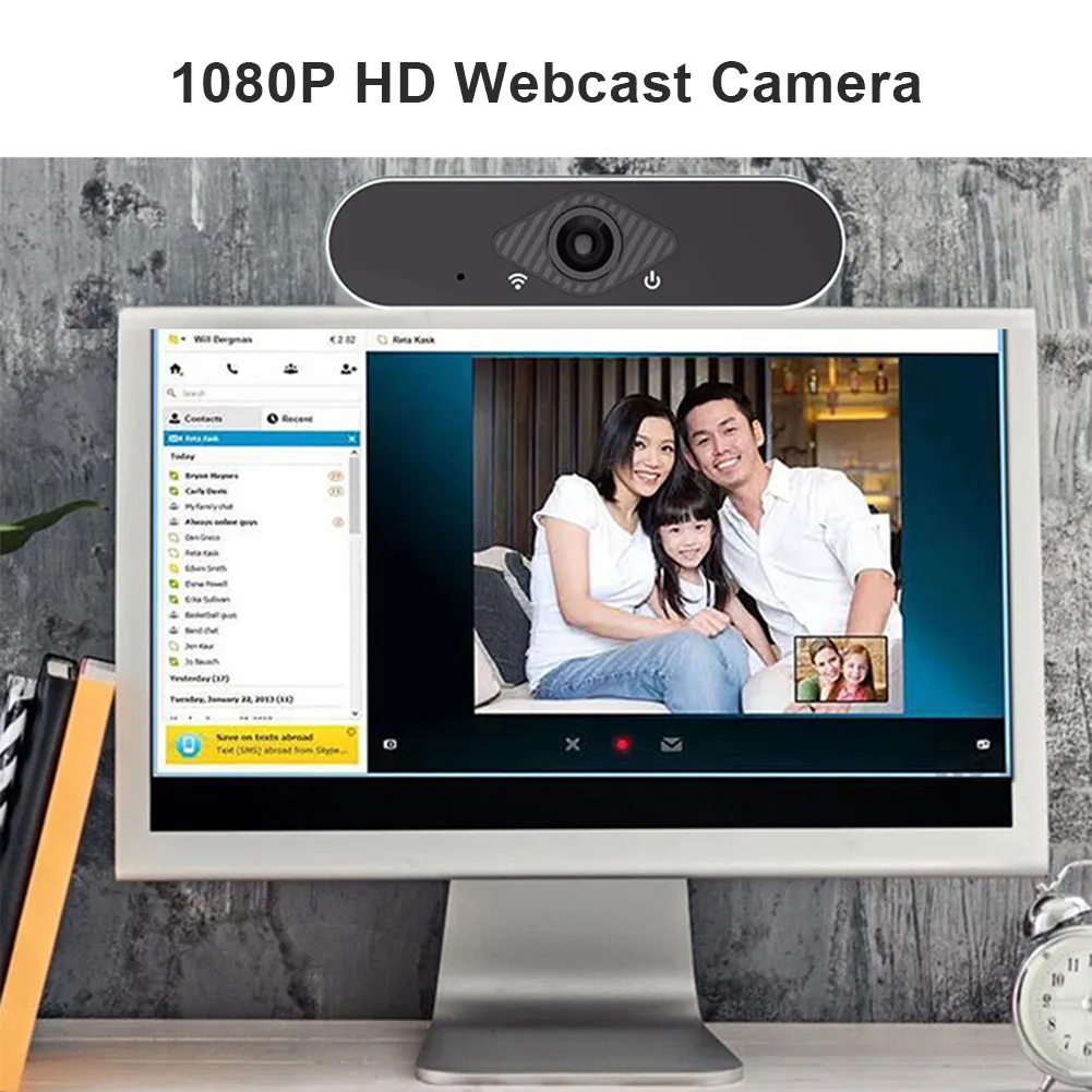 HH-USB25 2MP 웹캠 전체 HD 1080P 웹 카메라 컴퓨터 카메라 와시 라이브 방송 화상 회의 작업을위한 내장 마이크.