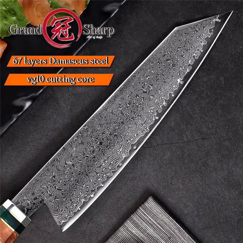 Grandsharp 82 -дюймовый шеф -повар нож High Carbon Vg10 Японский 67 слоев Дамаск кухонный нож из нержавеющей стали. Подарочная коробка 9336431