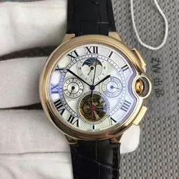 Montre en acier inoxydable pour hommes de luxe Montre mécanique de luxe Tourbillon multifonctionnel Mouvement automatique mécanique