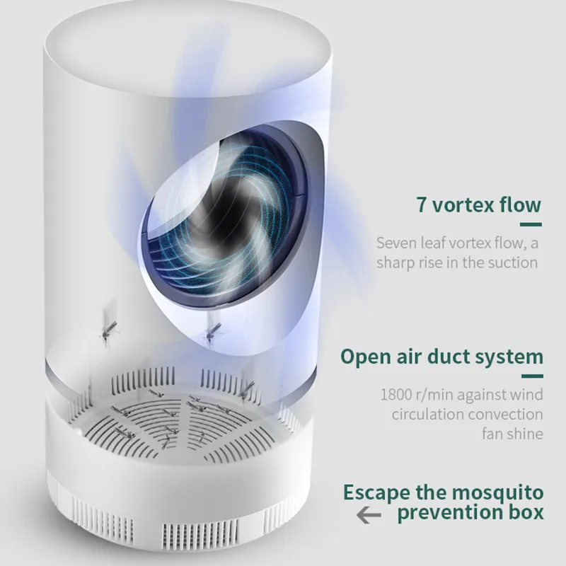 USB-лампа от комаров, светодиодный Pocatalyst vortex, сильное всасывание, комнатный репеллент от насекомых, ловушка для защиты от насекомых, УФ-свет, ловушка для уничтожения насекомых2375