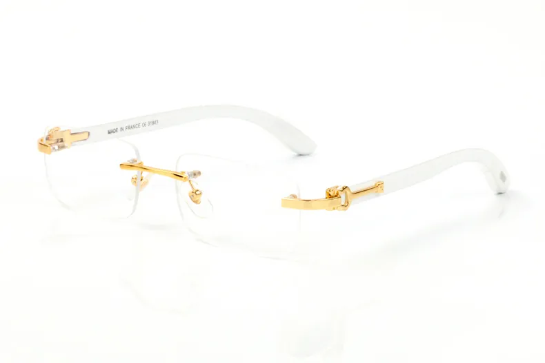 Mode weiße Büffelhornbrille Neue Männer Sonnenbrille Optische Brille Holz Rahmen weiß natürliche Büffelhorn Sonnenbrille f308i