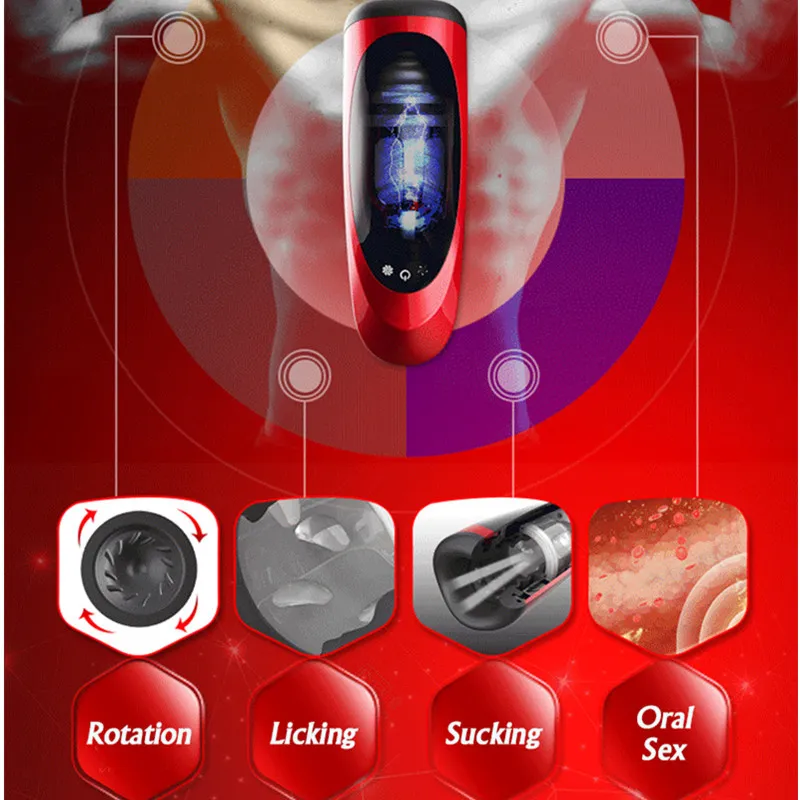 Smart Rotation Flayjob Male Mâle Masturateur automatique Tongues sexuelles orales Licking Vibrator Adult Sex Toys for Men Masturbation Y2266682
