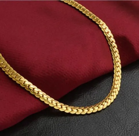 Cadena Oro 18K Amarillo Chapado Collar Para Hombre Y Mujer de Eslabon Cubano 20 2799
