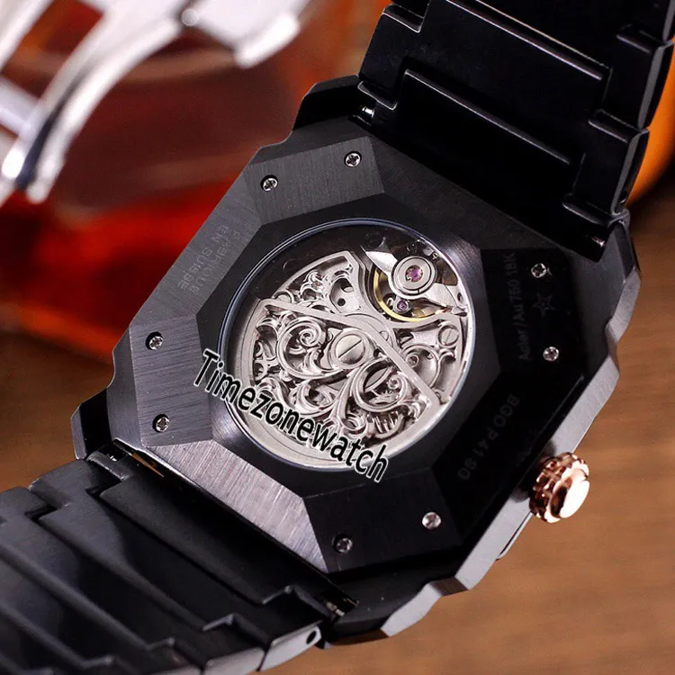 Новые Octo Finissimo 103011 Титановый стальной серый циферблат Автоматические мужские часы Браслет из нержавеющей стали Спортивные часы Дешевые Timezonewatc248E