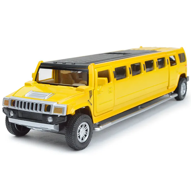 Alta simulação 132 liga hummer limusine metal diecast modelo de carro puxar para trás piscando musical crianças brinquedos veículos y2003184733288