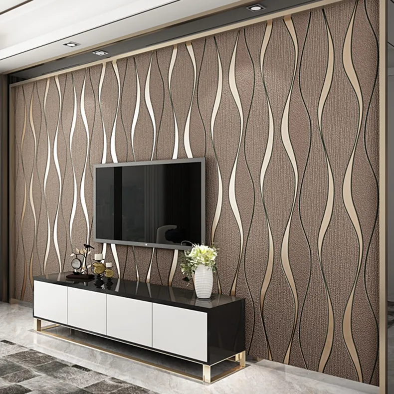Suede wallpaper striped wallpaper bedroom living room TV background wall paper modern minimalist non woven wallpaper209a