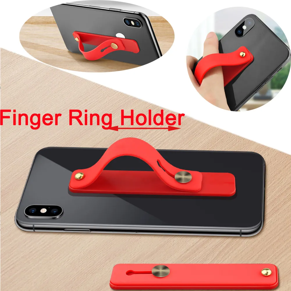 Candy Color Finger Ring Hållare Silikon Telefon Hand Band Hållare För iPhone 14 13 Armbandsrem Push Pull Grip Stativ Fäste Partihandel
