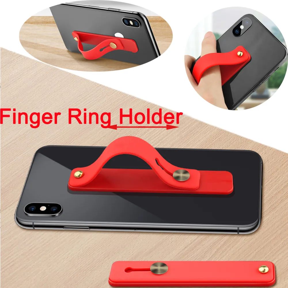 Candy Color Finger Ring Holder Silicon Phone Hand Band Holder For iPhone Wristband Strap Push Pull Grip Stand Bracket Whole6541044