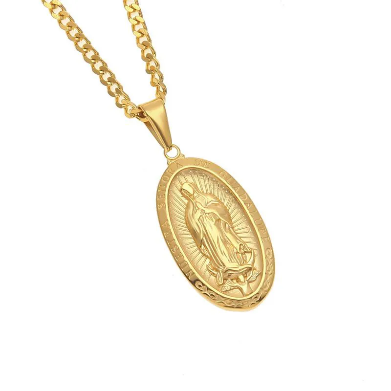 Tide brand Unisex necklace Virgin Mary Pendant jewelry Hipster personality Exquisite Stainless Steel Pendant necklace wholesal245B