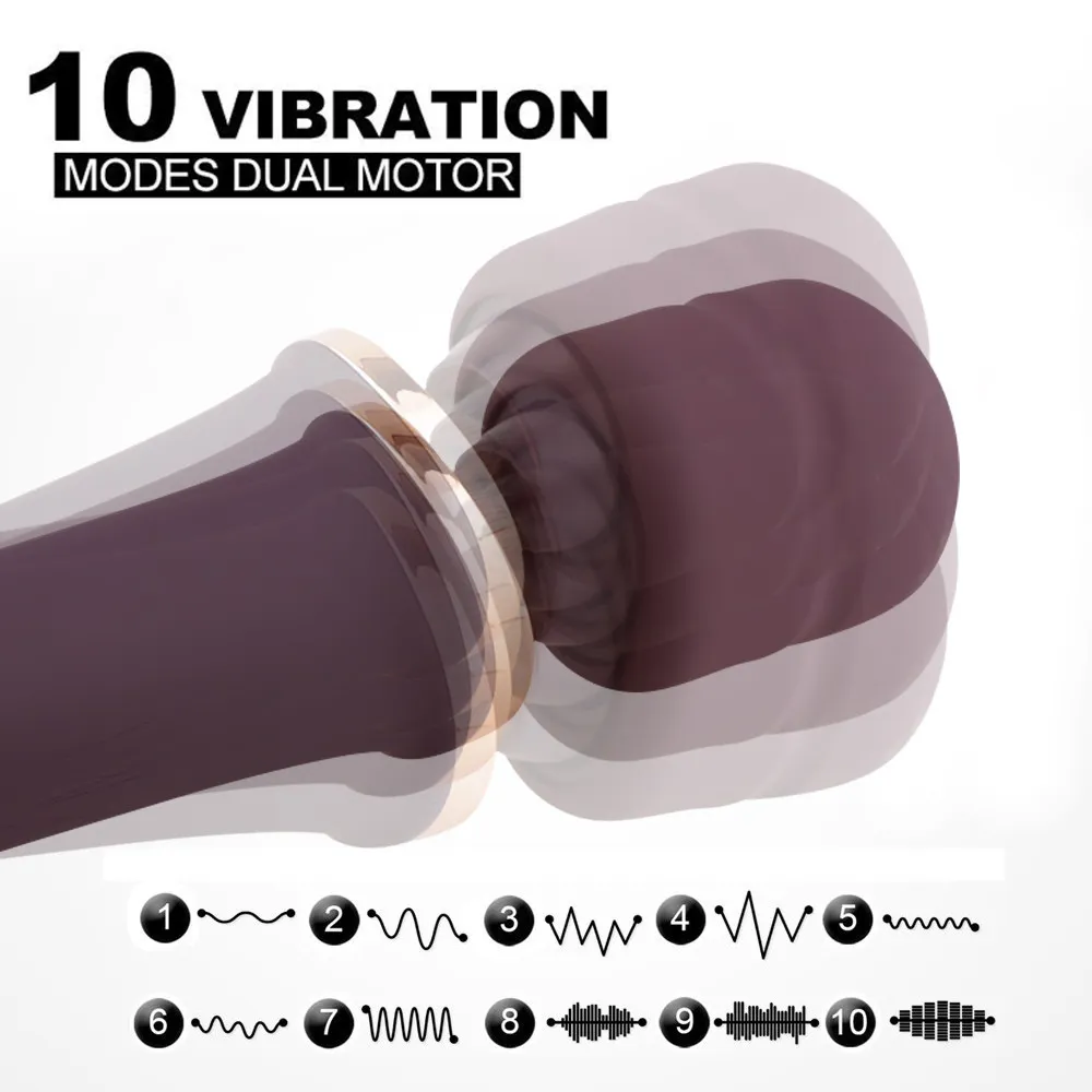 10 Modes Magic Wand Massager Clit Vibrator Lesbische Vagina Vibrator Body Massager USB Masturbator Seksspeeltje voor Dames Waterdicht Y19062602