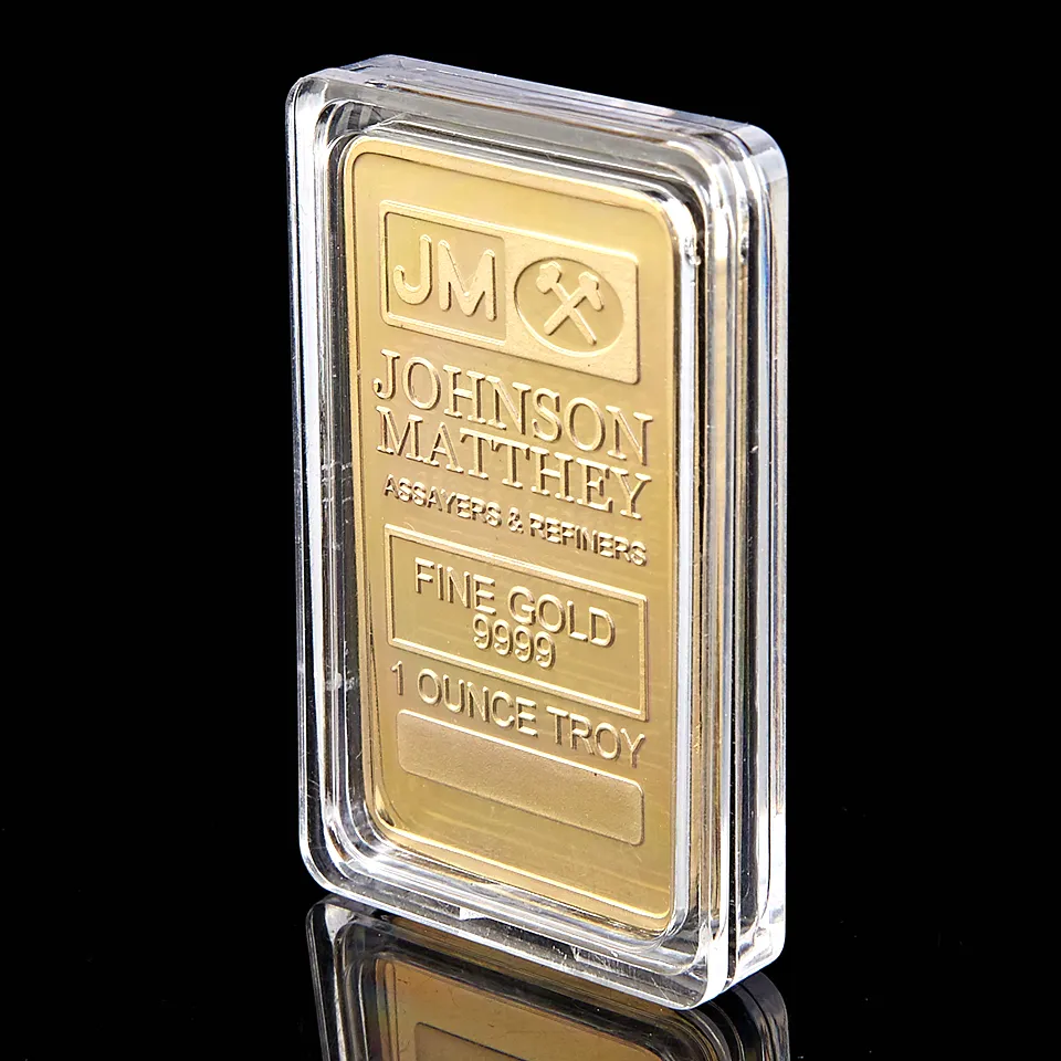 The Johnson Matthey JM Gold Plated Bullion Craft Souvenir Bar With Laser Serial Number3706274