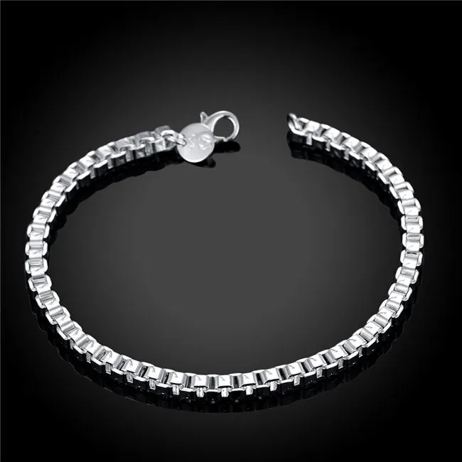 Prezent 925 Srebrna Bransoleta pudełka Aberdeen DFMCH172 Zupełnie nowa moda 925 Srebrny łącznik łańcuchowy Bracelets313z