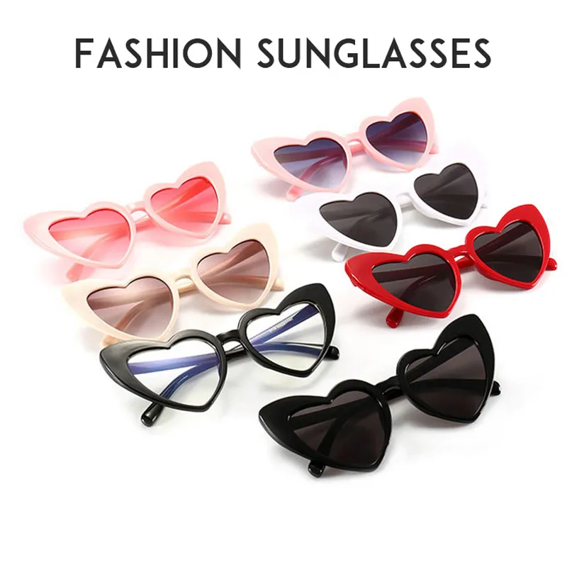 Mode hart zonnebrillen vrouwen schattige love glazen vintage merkontwerper roze zonnebril vorm voor feest brillen3418