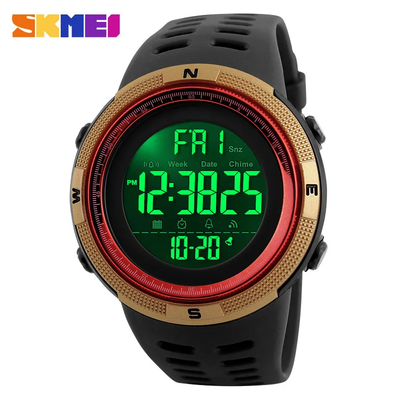 Skmei Men Sport Watch 이중 시간 시계 알람 시계 카운트 다운 5BAR 방수 디지털 시계 relogio masculino relogio 1251248x