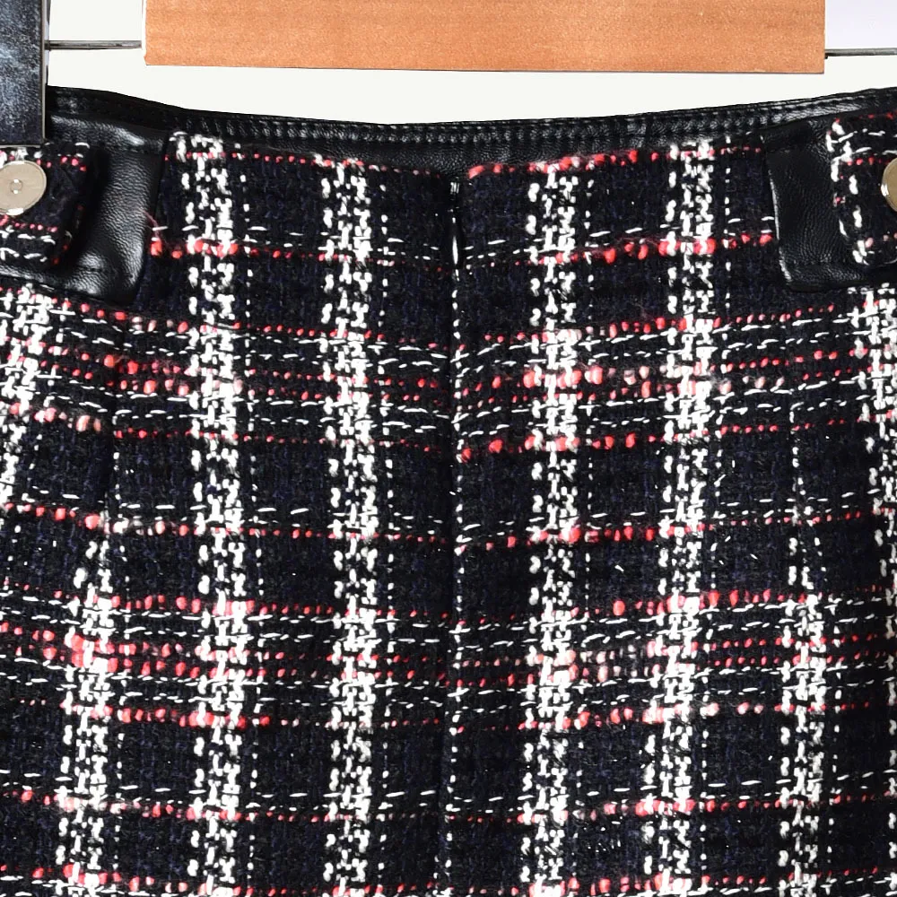 2020 Primavera Plaid Impressão Tweed Botões de painéis acima do joelho curto mini saia mulheres saias d2616276