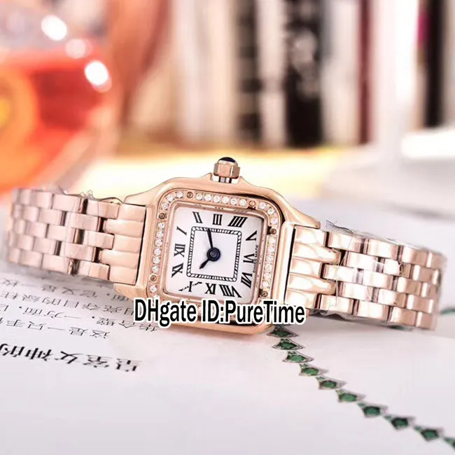 Novo wjpn0008 wjpn0009 ouro rosa diamante moldura 27mm 22mm mostrador branco quartzo suíço relógio feminino senhoras relógios de aço inoxidável pureti2078
