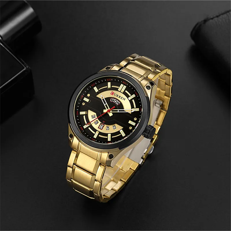 Brand de luxe Curren Watches Mens en acier inoxydable montre la mode et la semaine Business Horloge masculin Relogie Masculino2839