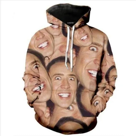 New Fashion Famous Actor Nicolas Cage Hoodie +Pants Sweatshirt 3D Print Unisex Tracksuits