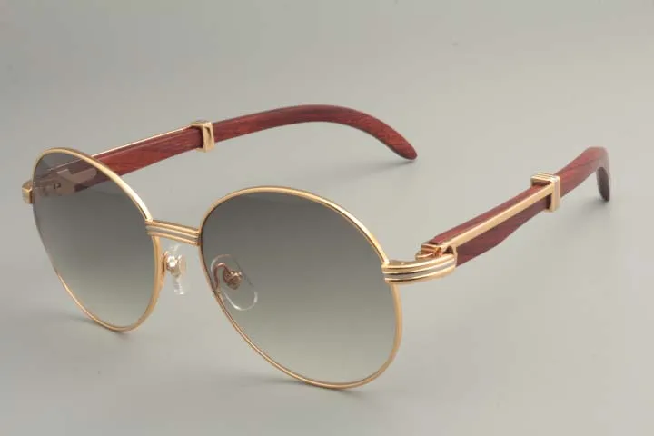 2019 New Round Sunglasses 19900692-1サングラスレトロファッションサンバイザー天然木製寺院サングラス254y