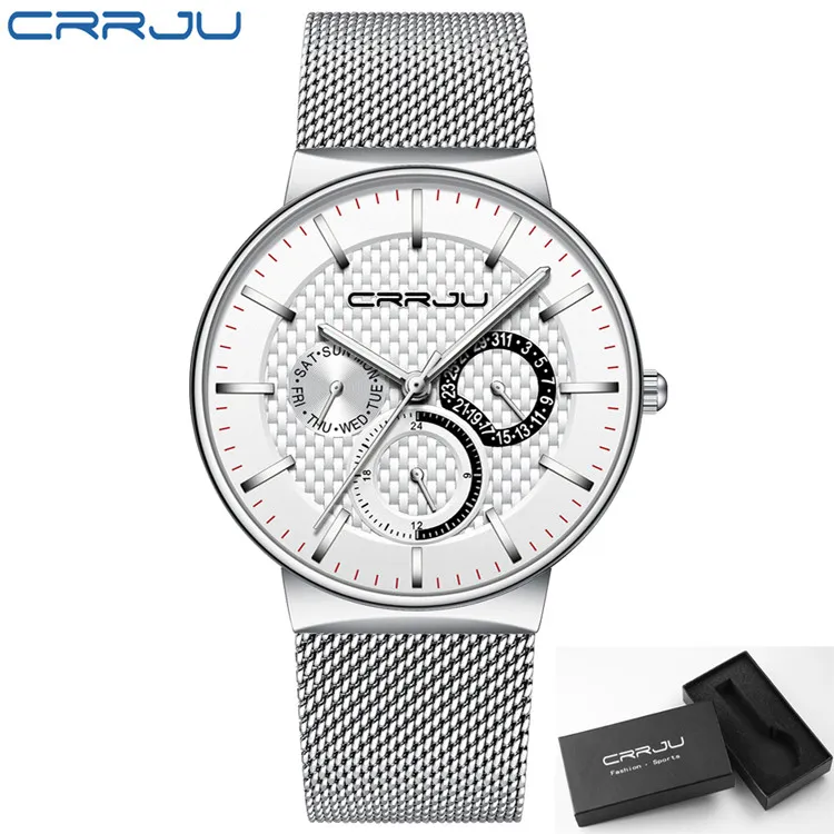 Relogio Masculino Crrju Mens Watches Top Brand Luxury Ultra-Thin Orologio da polso Chronograph Sport Watch Erkek Saati Reloj Hombre296Q