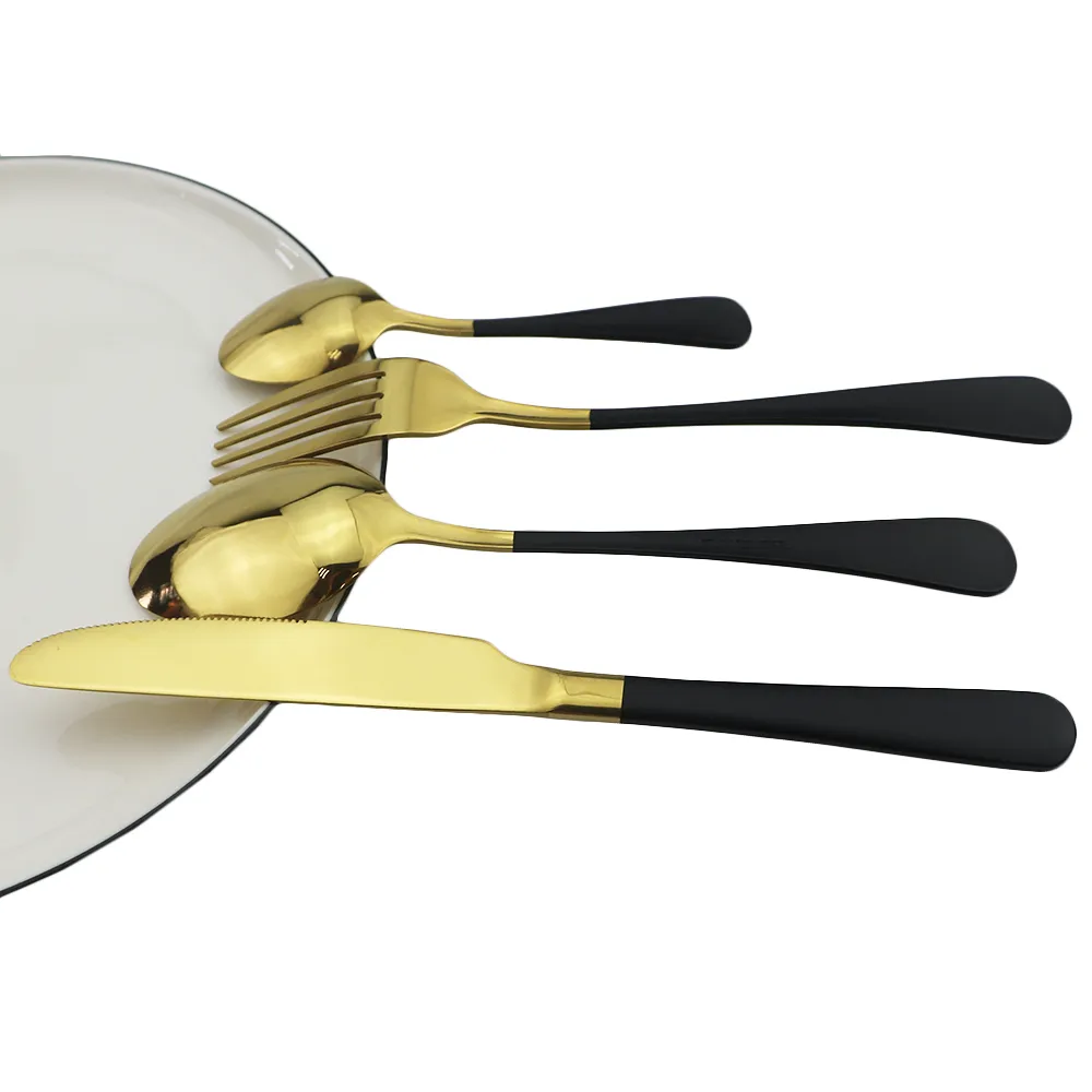 4 pièces/ensemble couteau fourchette cuillère ensemble de dîner plaqué miroir couverts 304 vaisselle en acier inoxydable or/rose/noir/rouge couverts vaisselle occidentale