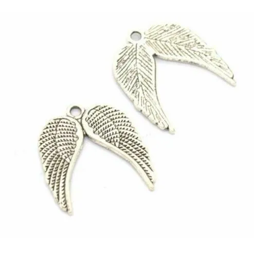 100 pz / lotto lega d'argento antico ali d'angelo pendenti di fascini del cuore risultati di creazione di gioielli fai da te 21x19mm263o
