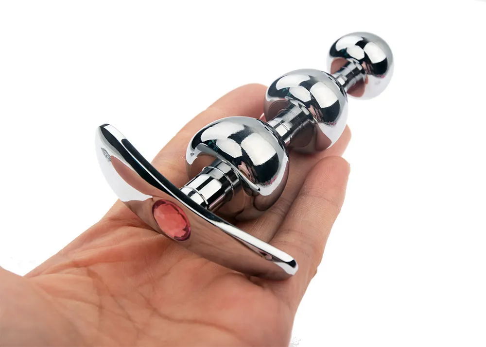 Three Head Outdoor Butt Anal Plugs Metal Anal Plug With Crystal Jewelry Steel Butt Plug With Diamond Women Sex Anal Toys Y19052403