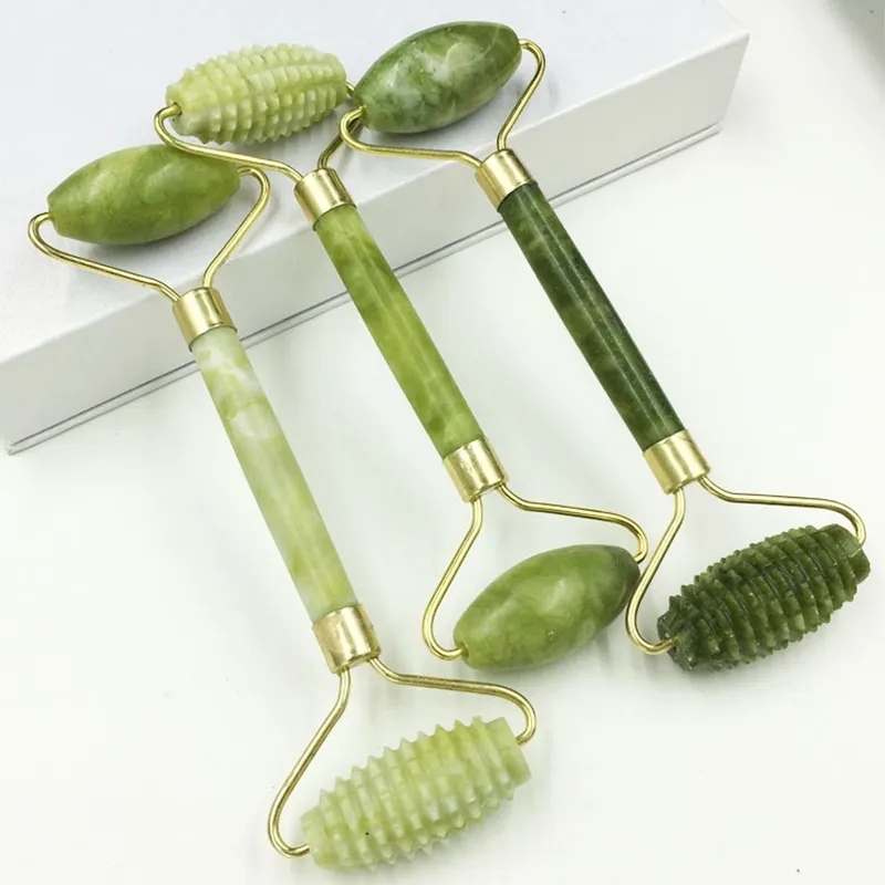 Facial Beauty Massage Tool Natural Double Head Jade Roller Face-Lift Massager Avkoppling Anti Wrinkle Health Care Tools