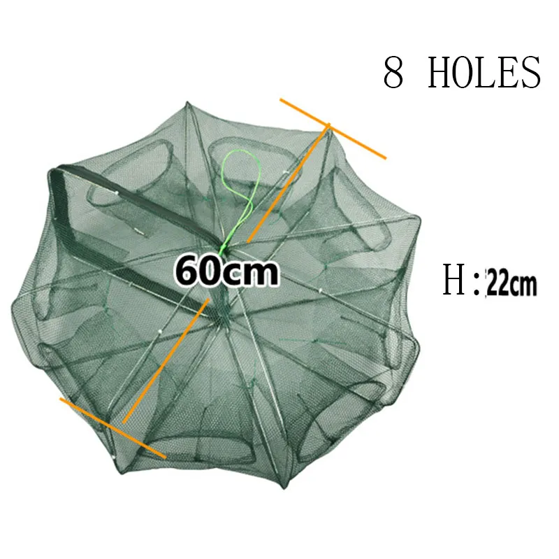 새로운 616 구멍 자동 접이식 낚시 그물 새우 케이지 나일론 접이식 게 물고기 트랩 캐스트 네트 캐스트 접이식 낚시 네트워크 2143486