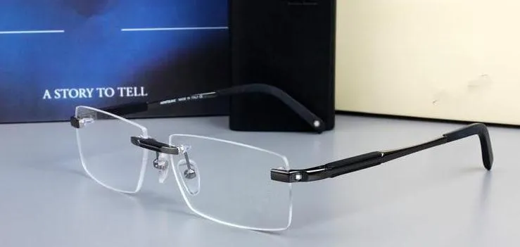 Novo design óculos sem aro amplo espetáculo masculino armações de óculos quadrados 0349 óculos de titânio lente de prescrição armação óptica eyewe2928