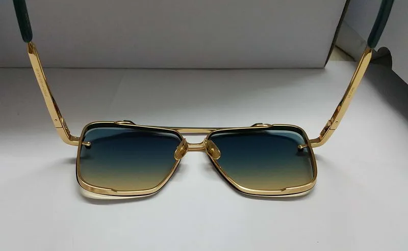 Zomerpiloot vierkant zonnebrillen 121 goudblauw groene gradiëntlens 62 mm zonnebrillen heren tinten brillen met doos221d