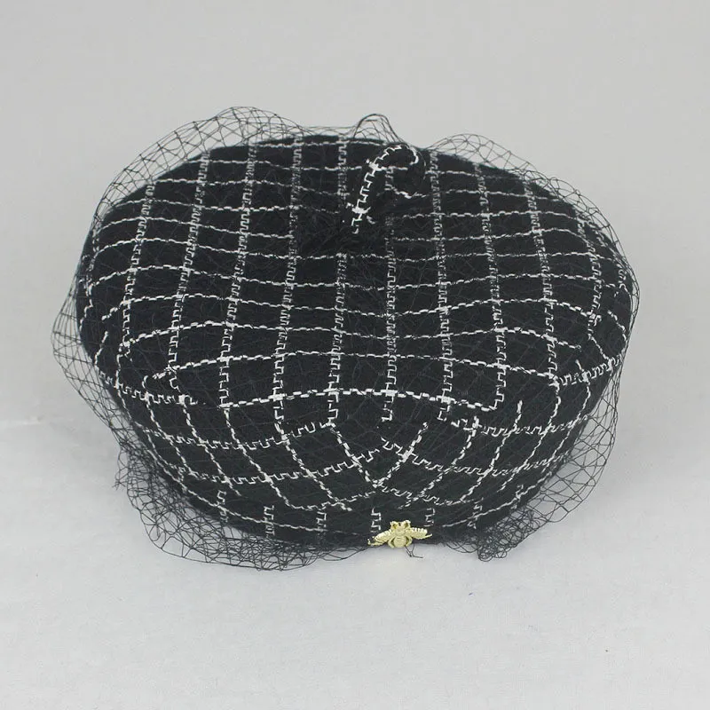 Chapeaux de béret en treillis en maille pour femmes, chapeaux octogonaux élégants à la mode, petite abeille pour dames, chapeaux de haute qualité, fabricants d'approvisionnement 3942202