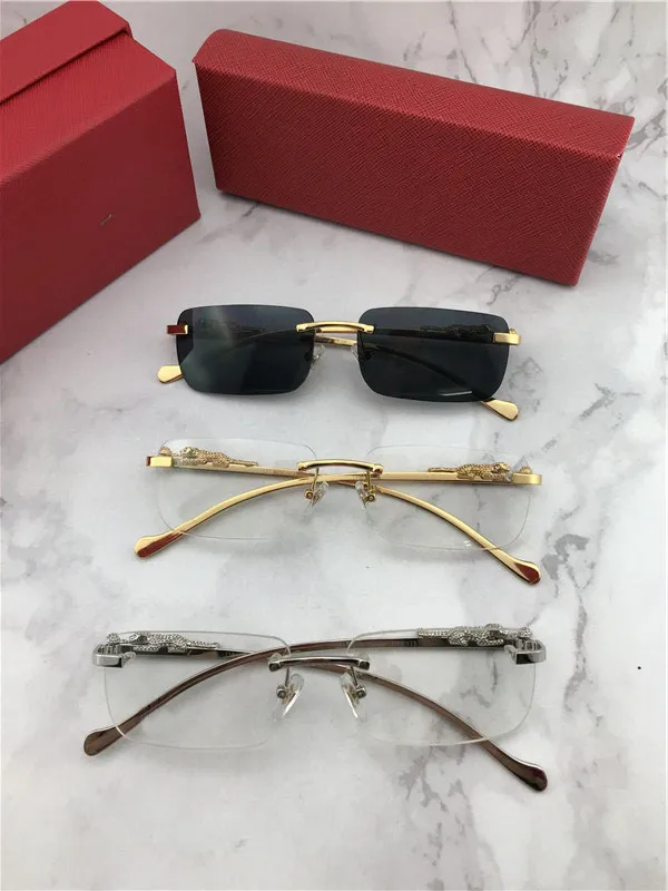 Luxe-2019 nouvelles lunettes optiques et lunettes de soleil de créateur 1984615 cadre carré sans monture lentille transparente pattes d'animaux Vintage simple s231K